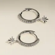 Astrid & Miyu Twilight Star créoles argent pavé