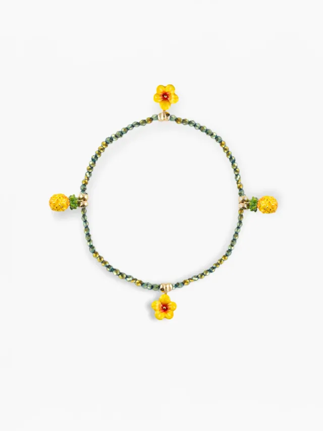 Nach Bijoux hibiscus ananas bracelet hématite élastique