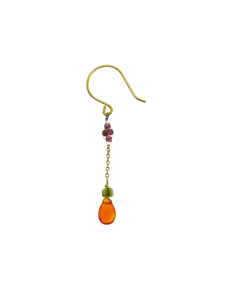 Le Fourbi de Capucine LF23 boucles d'oreilles laiton doré grenat