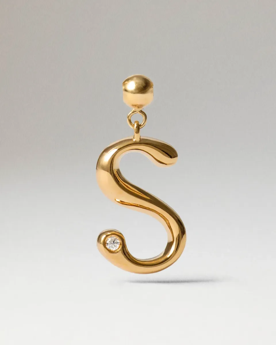 PDPAOLA Charms charm initiale S plaqué or zircon