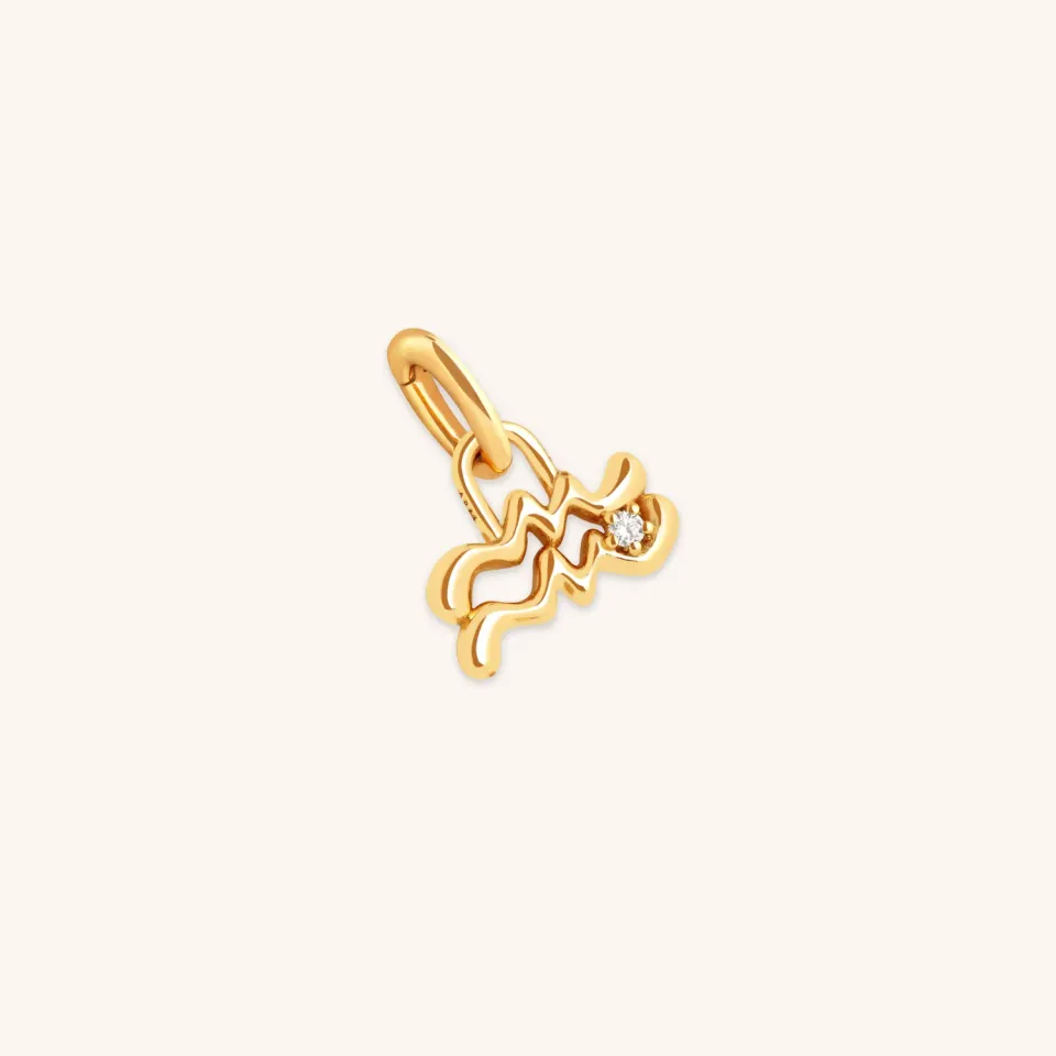 Astrid & Miyu Aquarius Zodiac Clip Charm breloque dorée verseau