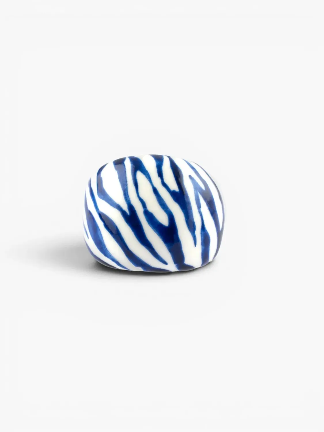 Nach Bijoux Zèbre bleu et blanc bague porcelaine artisanale