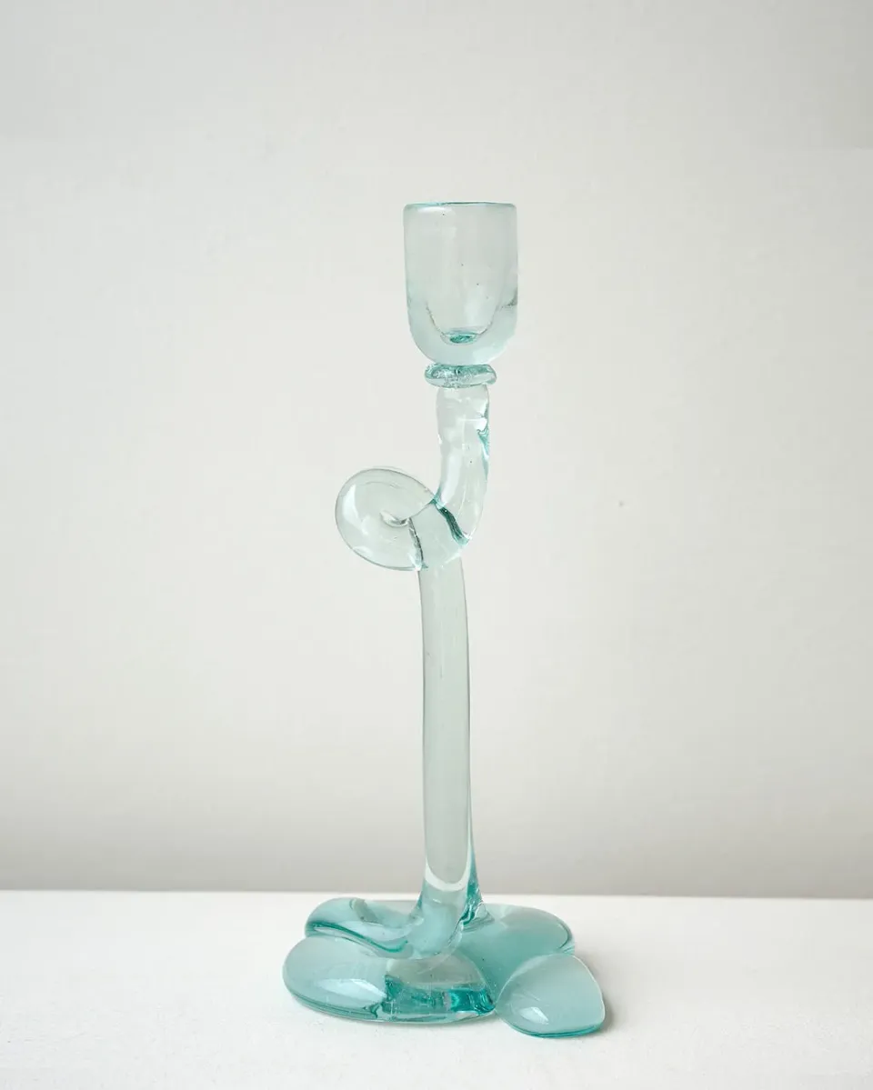 Completedworks Thaw bougeoir verre recyclé bleu éclat