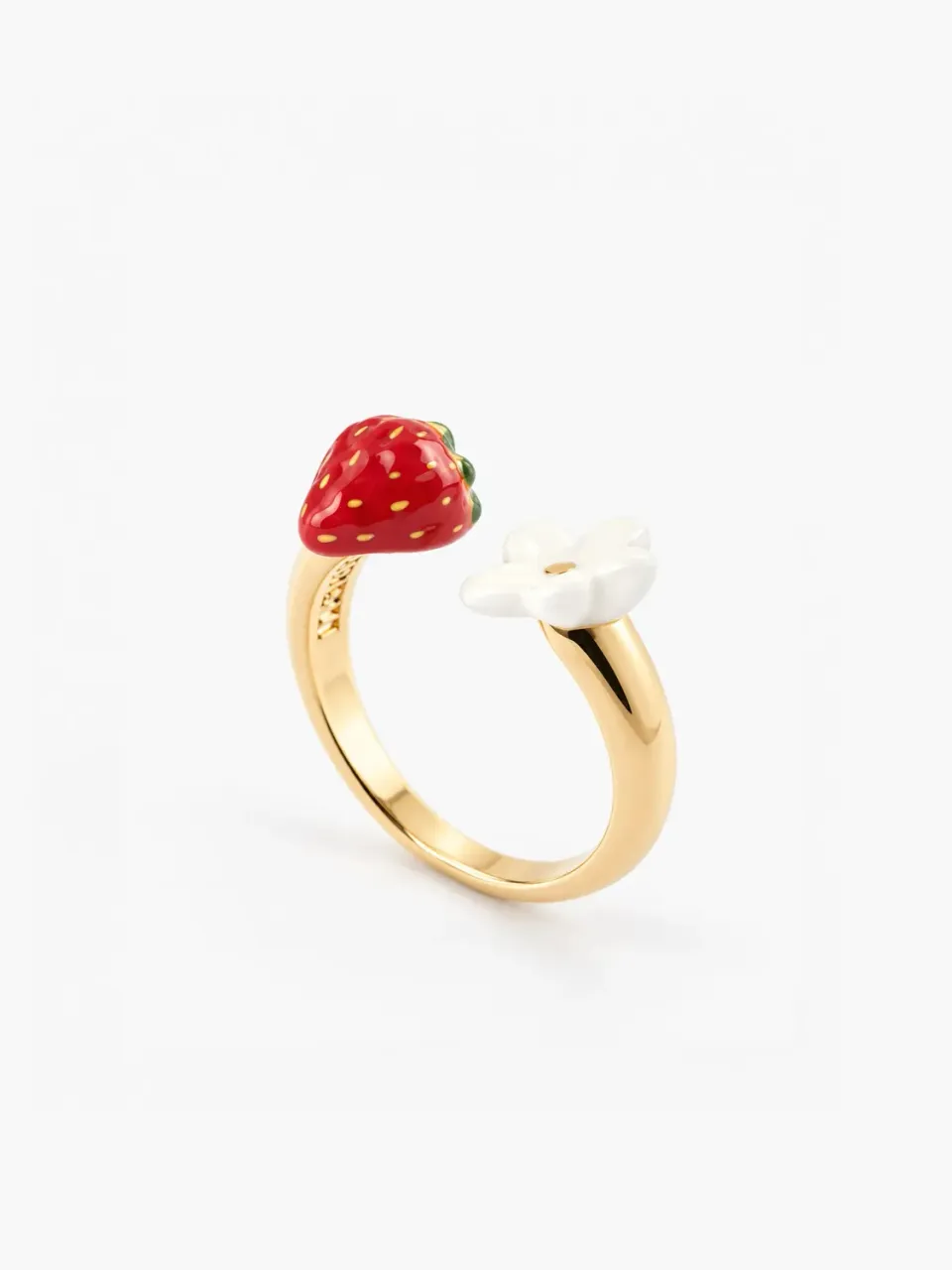 Nach Bijoux FacetoFace fraise et fleur bague ajustable porcelaine