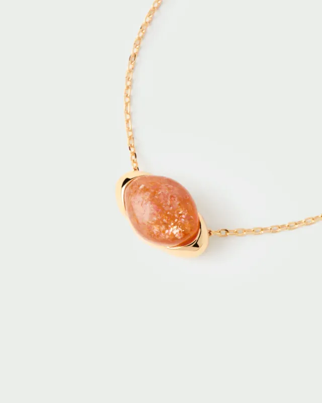 PDPAOLA Sunstone Bay collier doré pierre de soleil