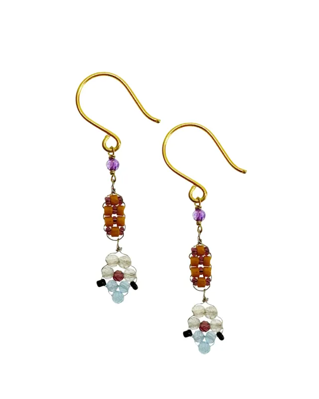Le Fourbi de Capucine N22 boucles laiton doré labradorite