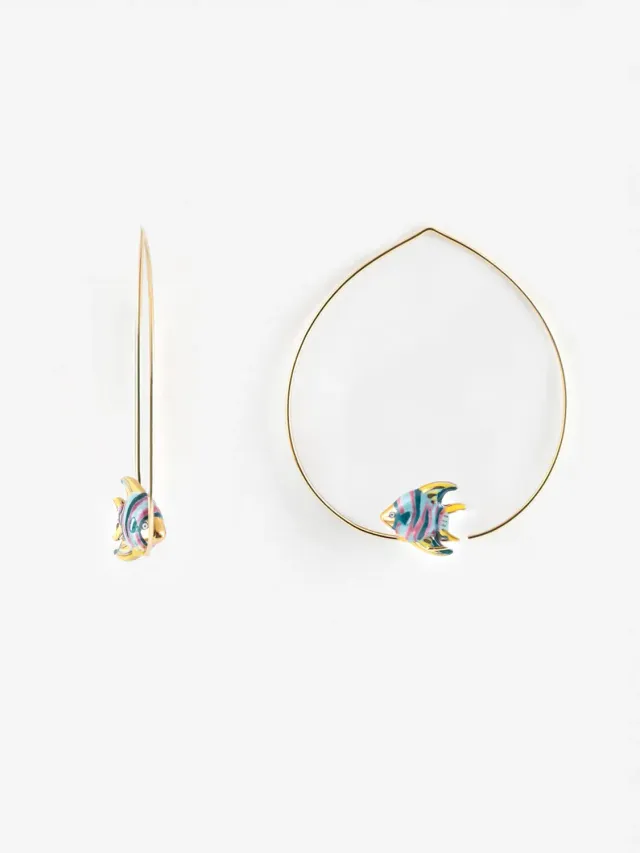 Nach Bijoux Aloha moyennes créoles poisson boucles arc-en-ciel