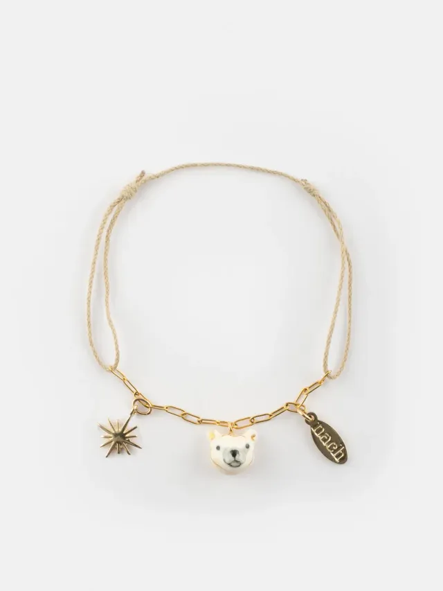 Nach Bijoux Arctique bracelet ours polaire perles verre