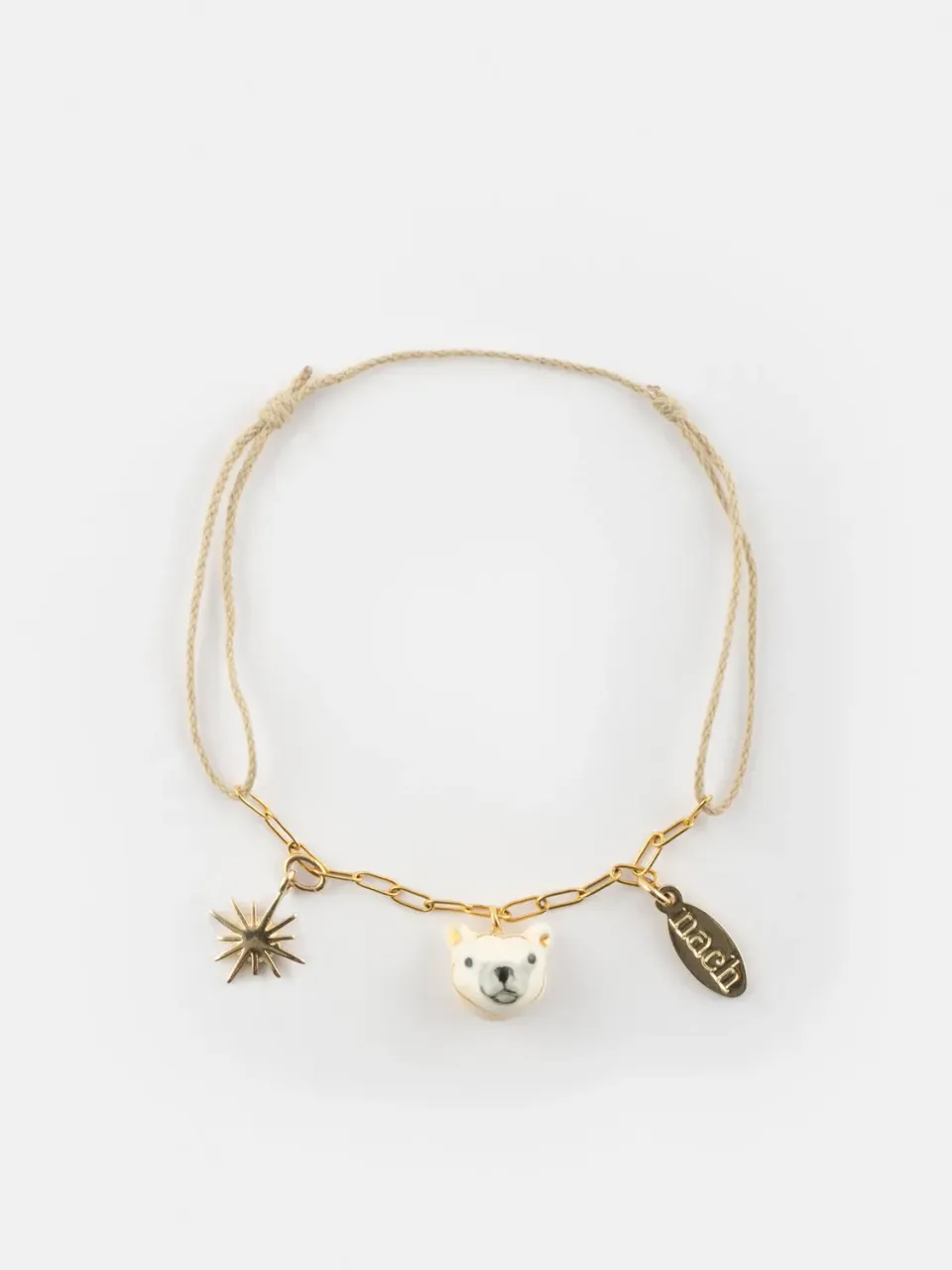 Nach Bijoux Arctique bracelet ours polaire perles verre