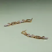 Astrid & Miyu Pavé Chain Link boucles pendantes doré