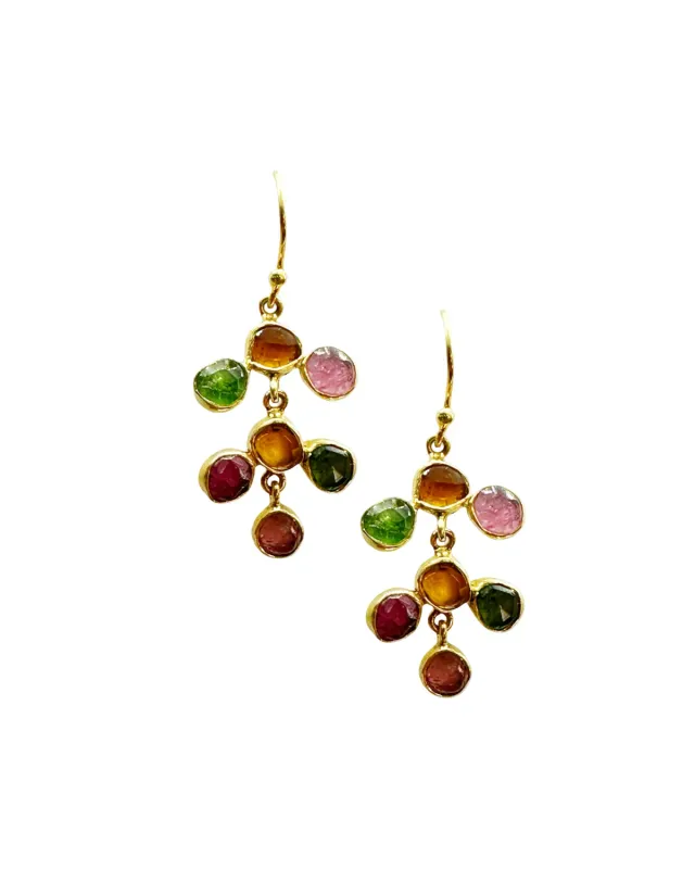 Le Fourbi de Capucine G19 boucles d'oreilles argent doré tourmaline