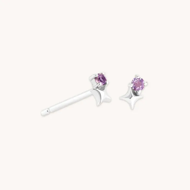 Astrid & Miyu February Amethyst boucles d'oreilles or blanc