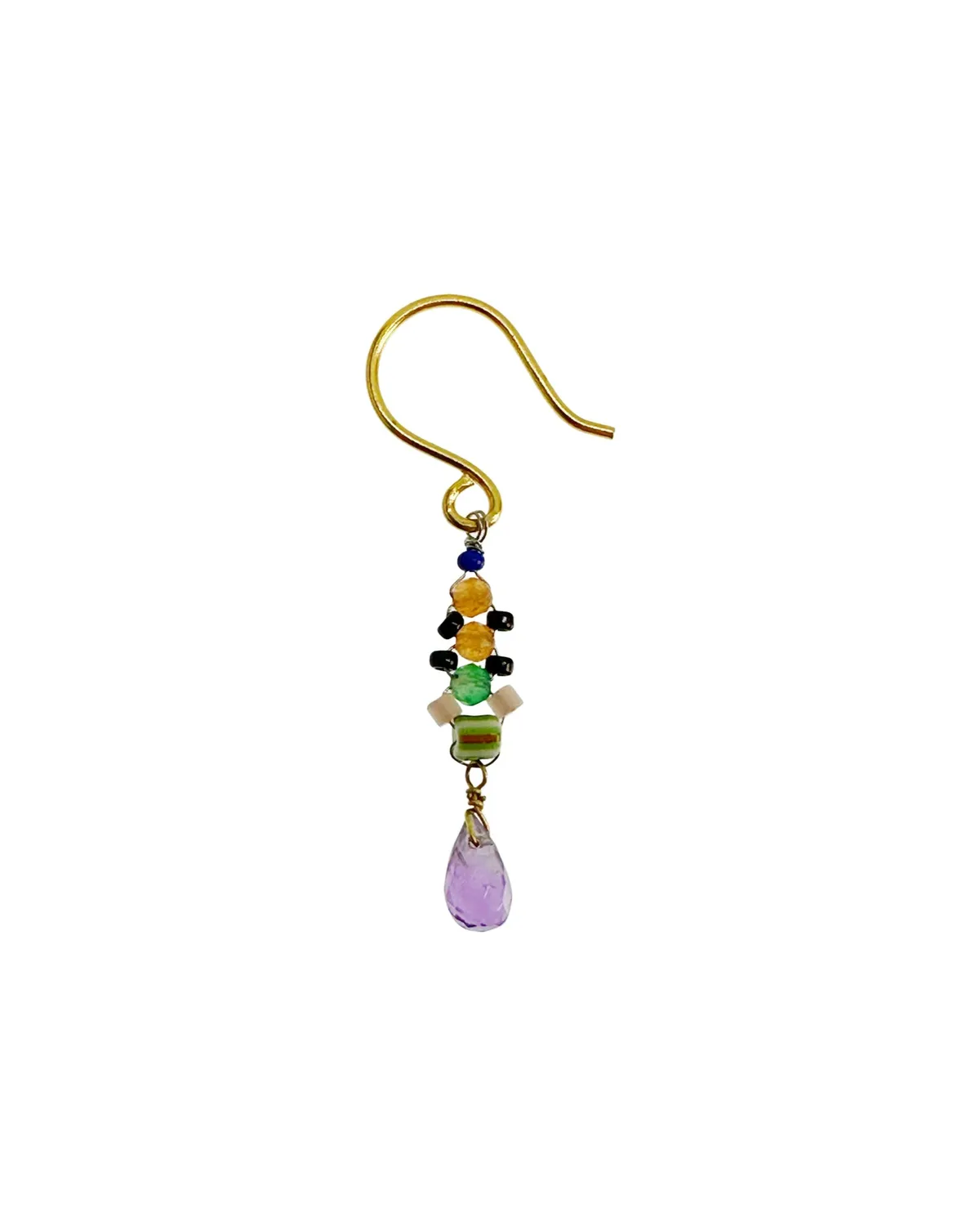 Le Fourbi de Capucine D3 boucles d'oreilles asymétriques émeraude
