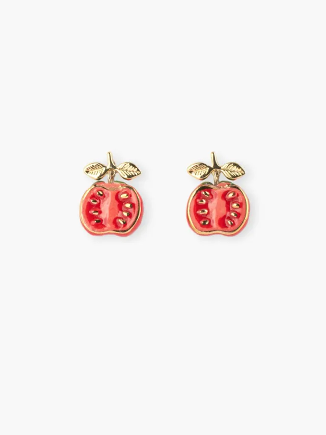 Nach Bijoux Puces Tomate boucles doreilles porcelaine rouge