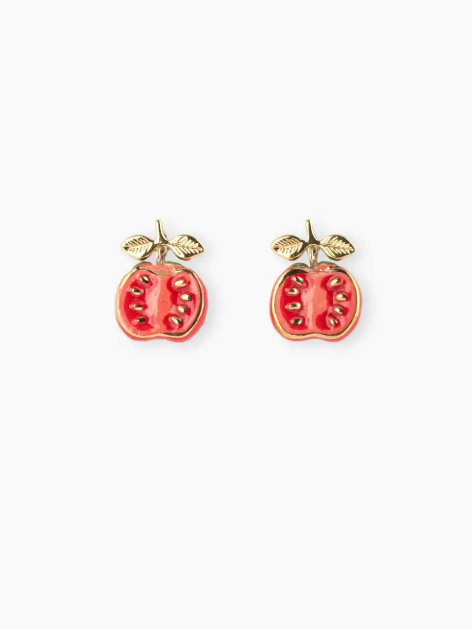 Nach Bijoux Puces Tomate boucles doreilles porcelaine rouge