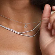 Astrid & Miyu F Initial Pav Collier argent lettre F pav