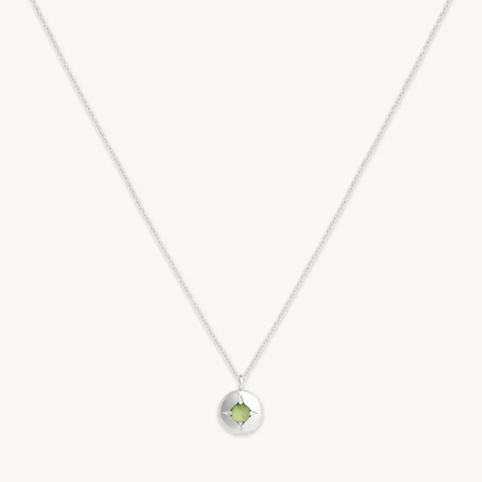 Astrid & Miyu Birthstone collier or blanc péridot août