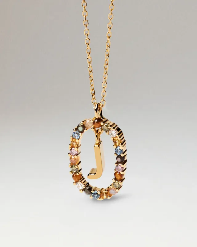 PDPAOLA Letters collier lettre J plaqué or zirconia