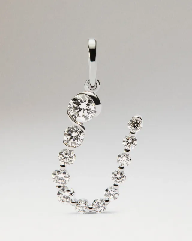 PDPAOLA Initiale U pendentif or blanc diamants