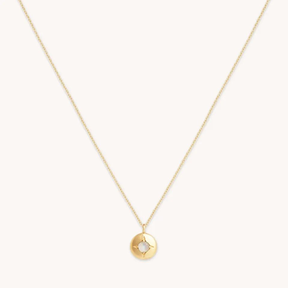 Astrid & Miyu October Opal Birthstone collier or massif opale