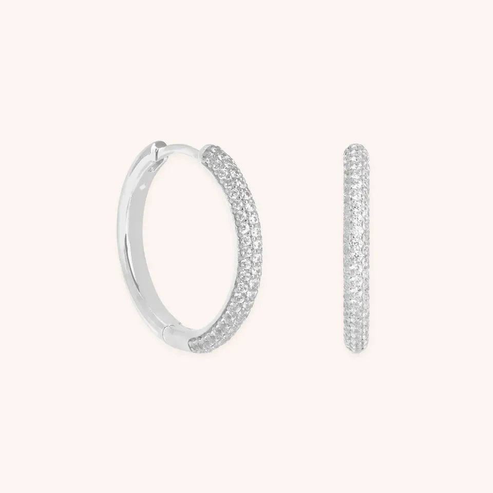 Astrid & Miyu Pavé Essential Medium créoles argent