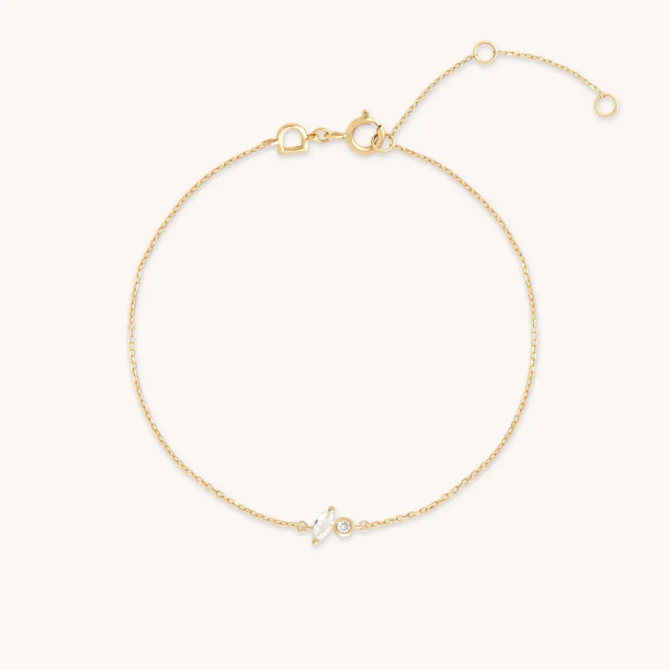 Astrid & Miyu White Topaz Cluster bracelet or 9 carats