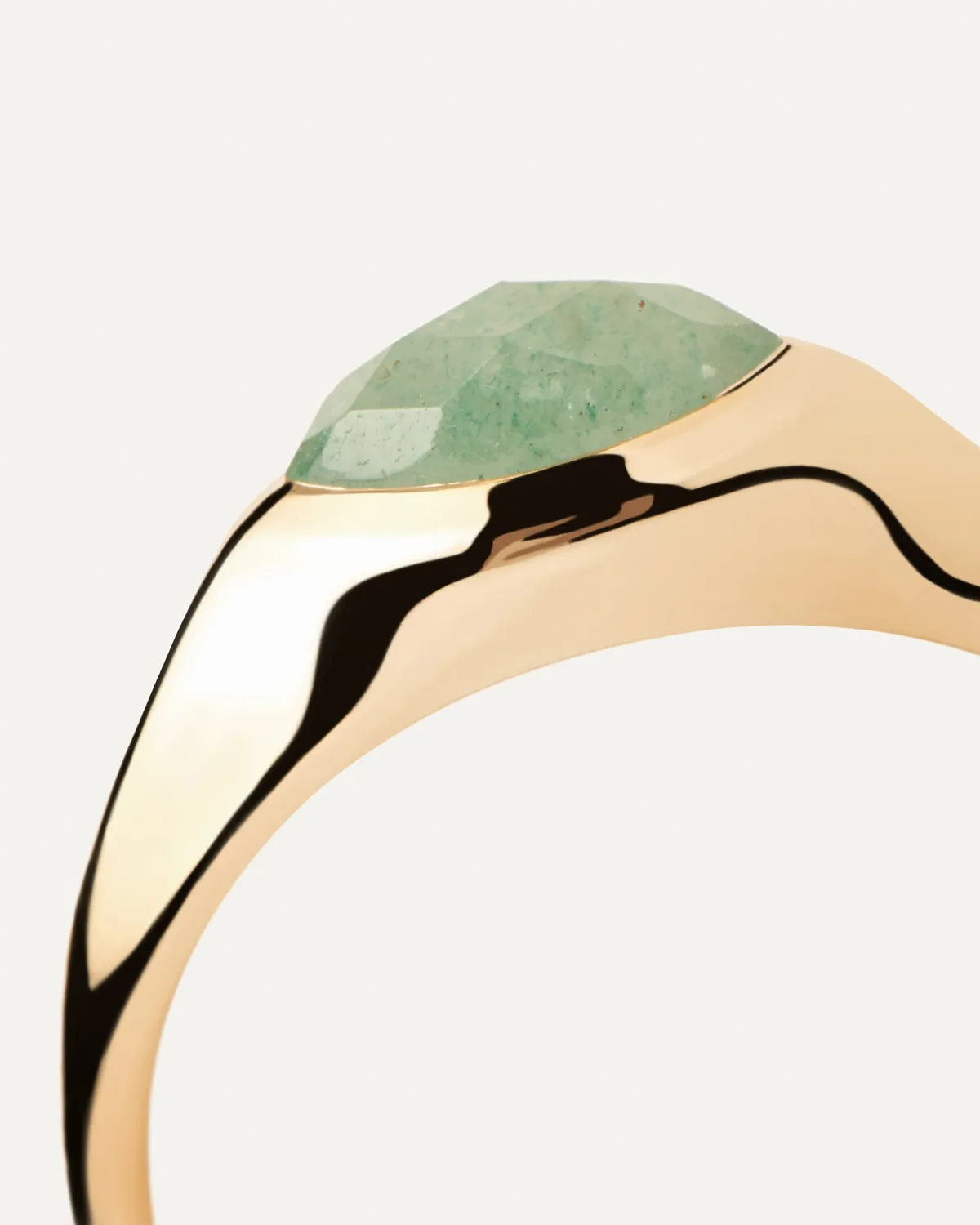 PDPAOLA Nomad Stamp bague aventurine verte tailles 8-18
