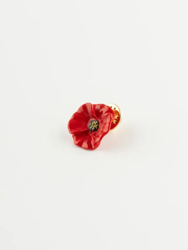 Nach Bijoux coquelicot pin's fleur porcelaine rouge 20 mm