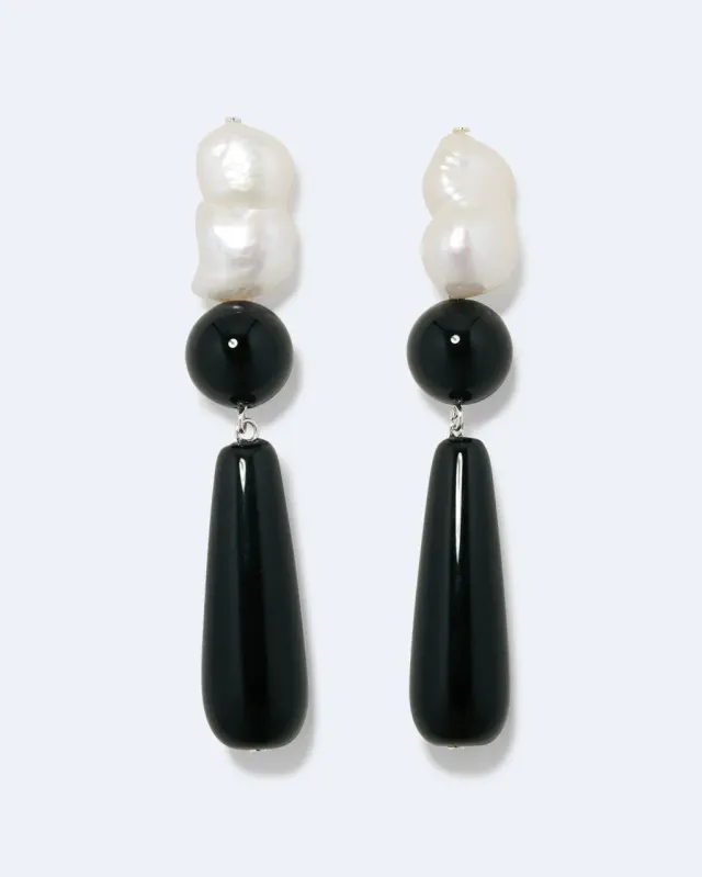 Completedworks Tarn II boucles d'oreilles perle onyx argent recyclé
