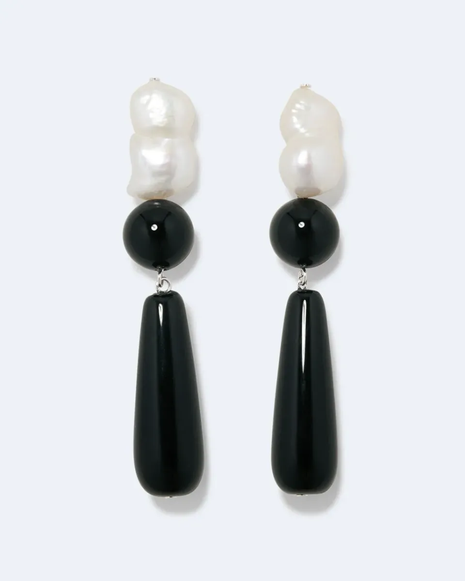 Completedworks Tarn II boucles d'oreilles perle onyx argent recyclé