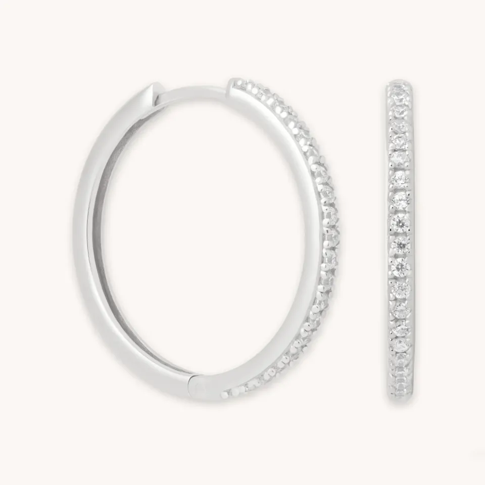 Astrid & Miyu Essential Crystal grandes créoles argent