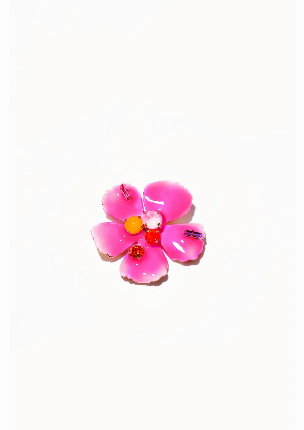 Philippe Ferrandis Ischia broche fleurs émail blanc dorée