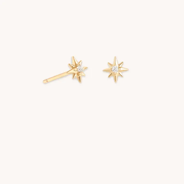 Astrid & Miyu Star puces or massif topaze blanche