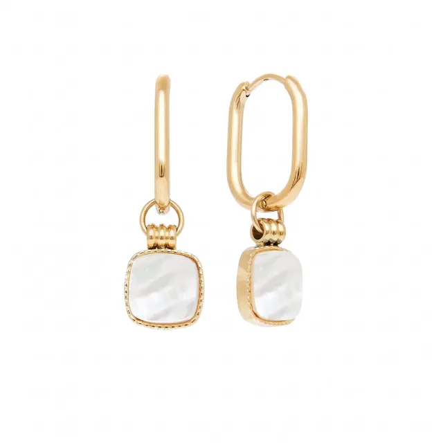 Nao de Paris Vintage Blanc boucles d’oreilles nacre acier