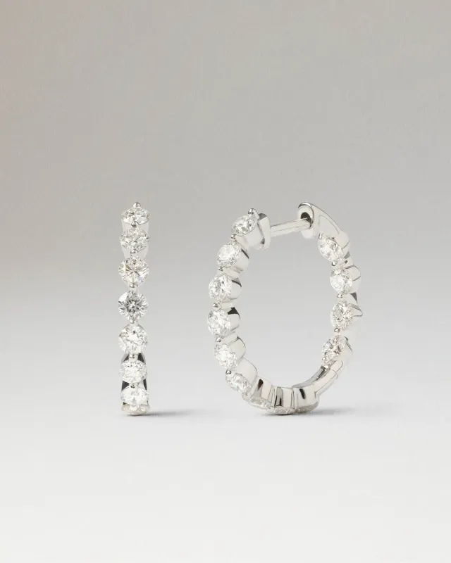 PDPAOLA Leda créoles diamants or blanc massif