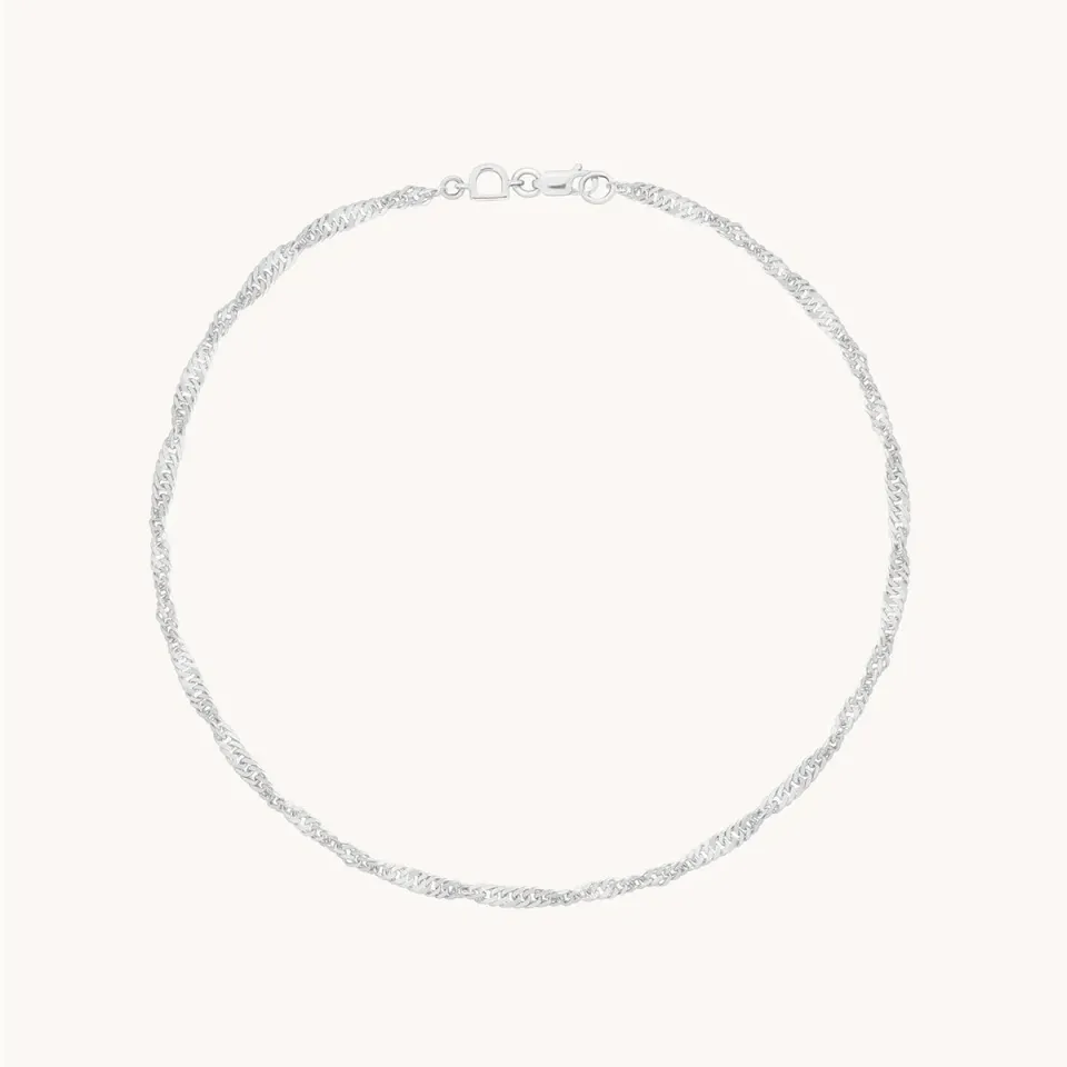 Astrid & Miyu Bold Astrid Chain bracelet cheville or blanc massif