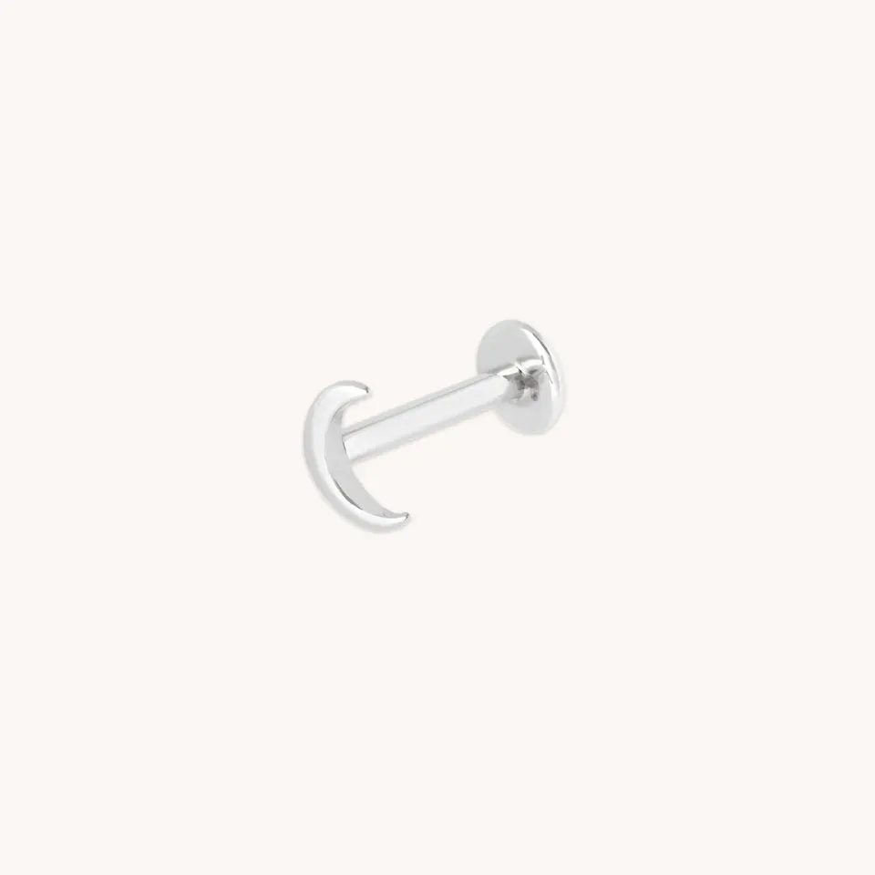 Astrid & Miyu Moon Piercing Stud piercing or blanc massif lune