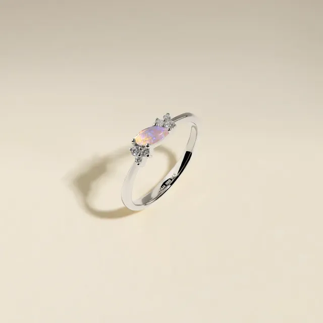 Astrid & Miyu Opal October bague or blanc opale