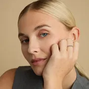 Astrid & Miyu Heart Band Ring bague or blanc massif cœur