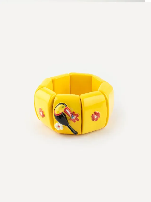 Nach Bijoux toucan bracelet manchette élastique porcelaine