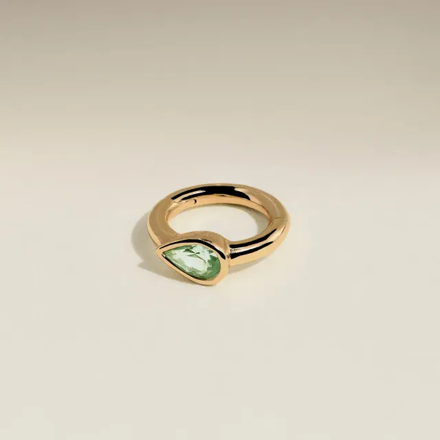 Astrid & Miyu Green Sapphire Pear anneau piercing or massif