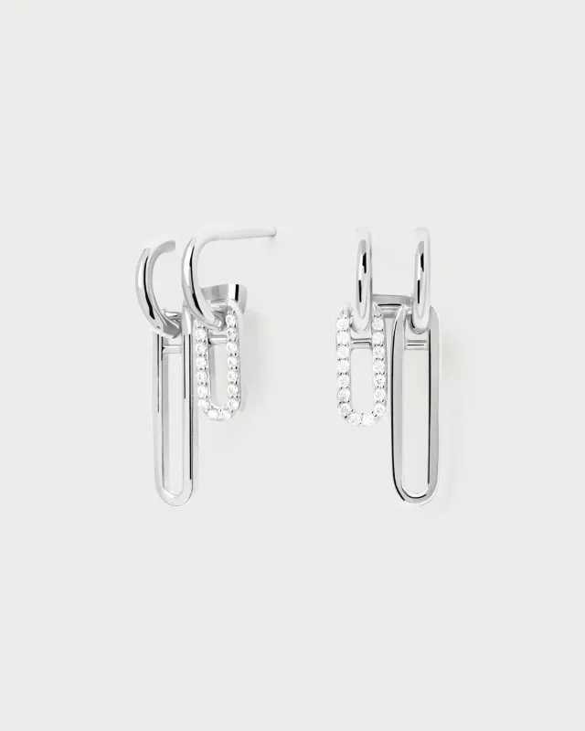PDPAOLA Nexa créoles argent zirconia blanche 10 mm