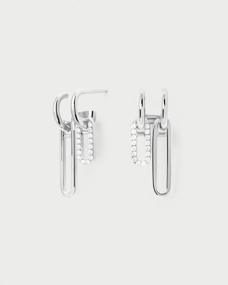 PDPAOLA Nexa créoles argent zirconia blanche 10 mm