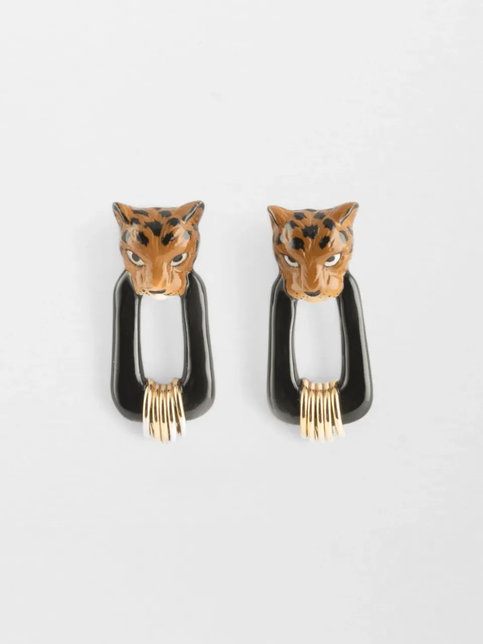 Nach Bijoux léopard noir Force boucles d'oreilles animale