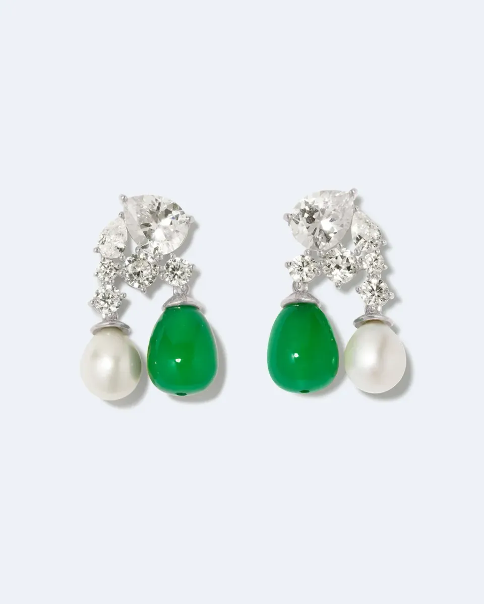 Completedworks A Quiet Rebellion boucles d'oreilles perle quartz vert