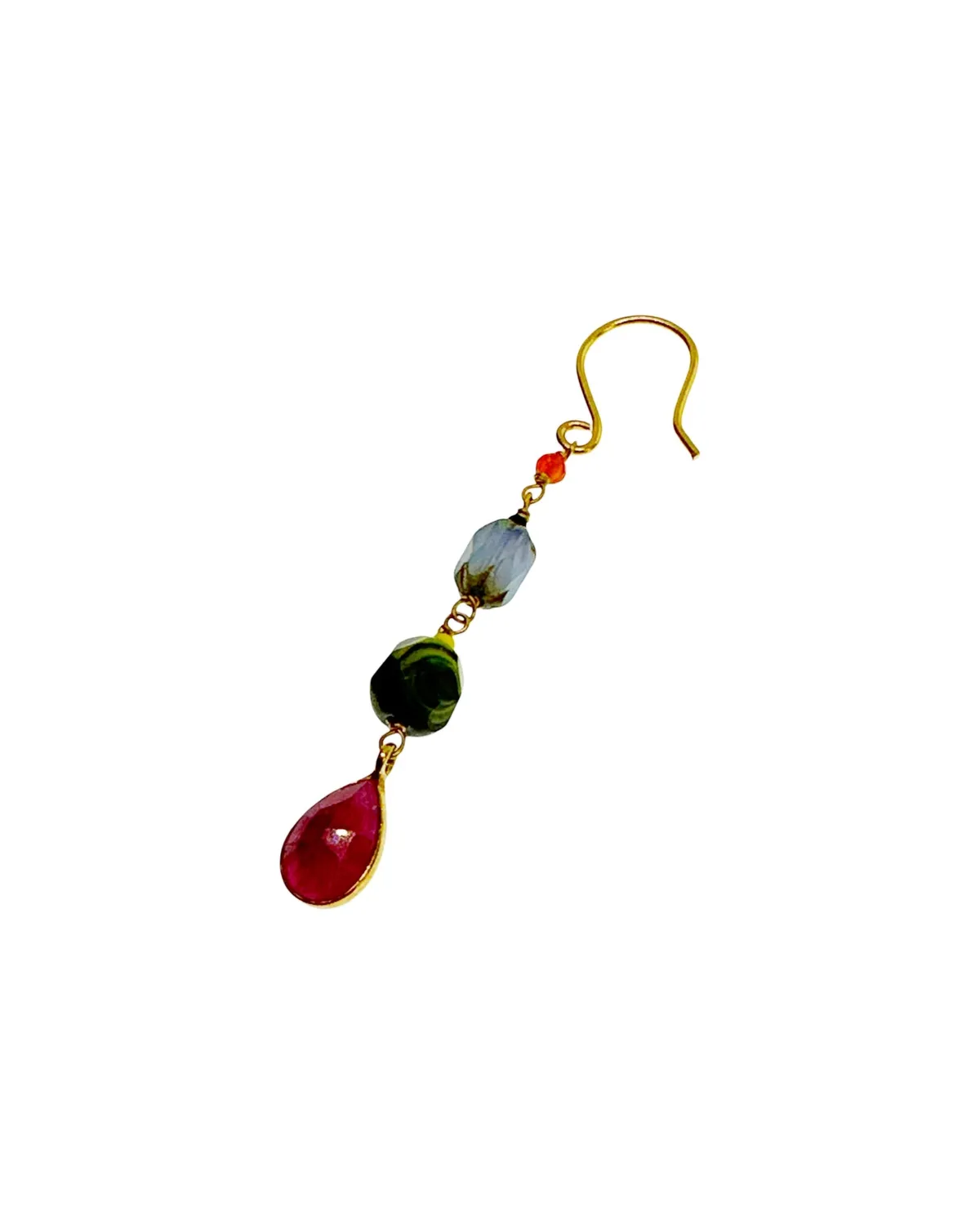 Le Fourbi de Capucine FDC438 boucles d'oreilles laiton doré rubis