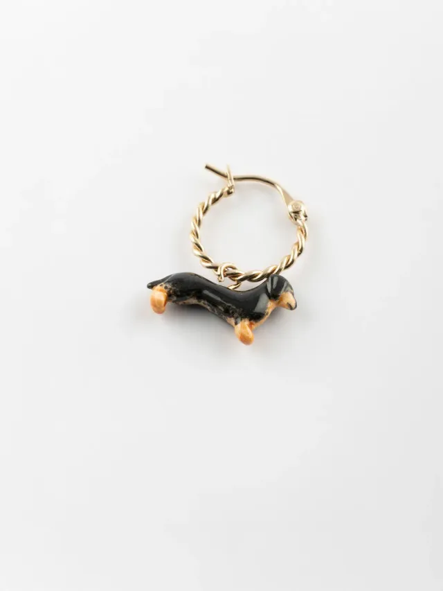 Nach Bijoux Le Teckel mini créole boucle unité porcelaine