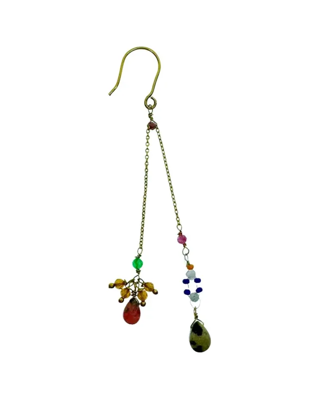 Le Fourbi de Capucine A12 boucles d'oreilles laiton doré jaspe