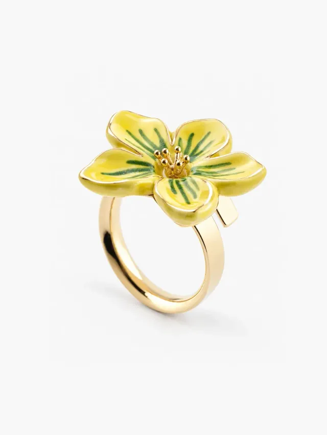 Nach Bijoux fleur jaune bague porcelaine ajustable