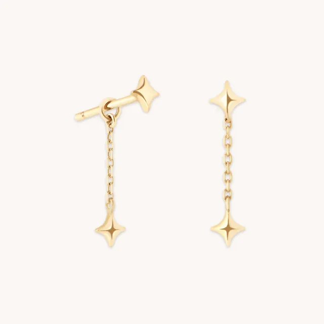 Astrid & Miyu Cosmic Star Chain boucles oreilles or massif